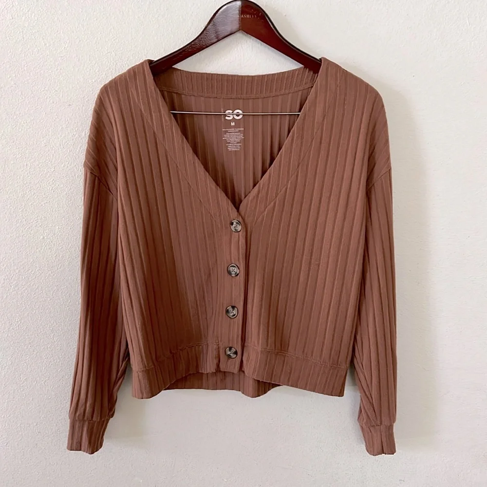 SO Brown Sweater Long Sleeve Size Medium - Picture 1 of 8